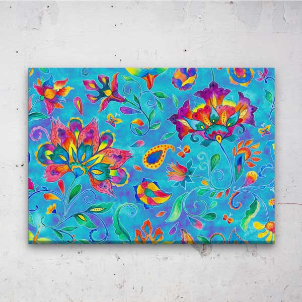 Geleneksel Türk Çiçek Motifli Renkli Duvar Tablosu Kanvas Tablo 12128