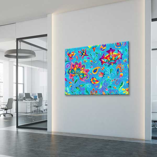 Geleneksel Türk Çiçek Motifli Renkli Duvar Tablosu Kanvas Tablo 12128