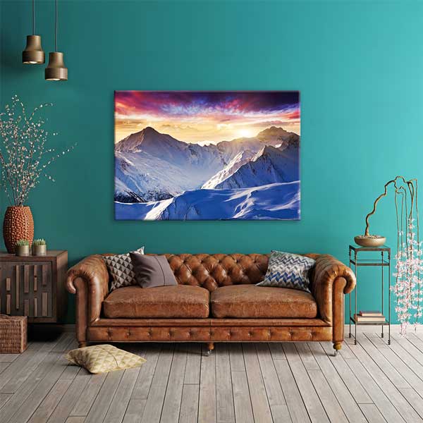 canvas-wall-art-13370-01 Kar Kaplı Dağ Gün Doğumu Kanvas Tablo 13370