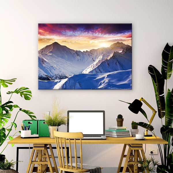 canvas-wall-art-13370-02 Kar Kaplı Dağ Gün Doğumu Kanvas Tablo 13370