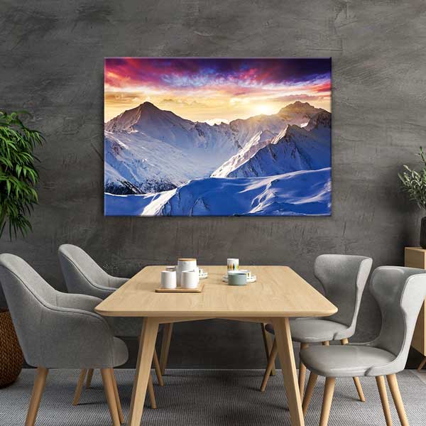 canvas-wall-art-13370-03 Kar Kaplı Dağ Gün Doğumu Kanvas Tablo 13370