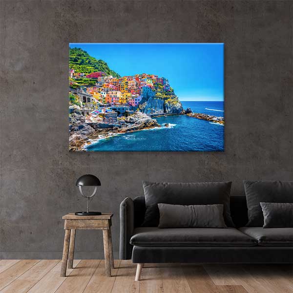 Cinque Terre Renkli Sahil Kasabası Kanvas Tablo 13376