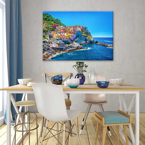Cinque Terre Renkli Sahil Kasabası Kanvas Tablo 13376