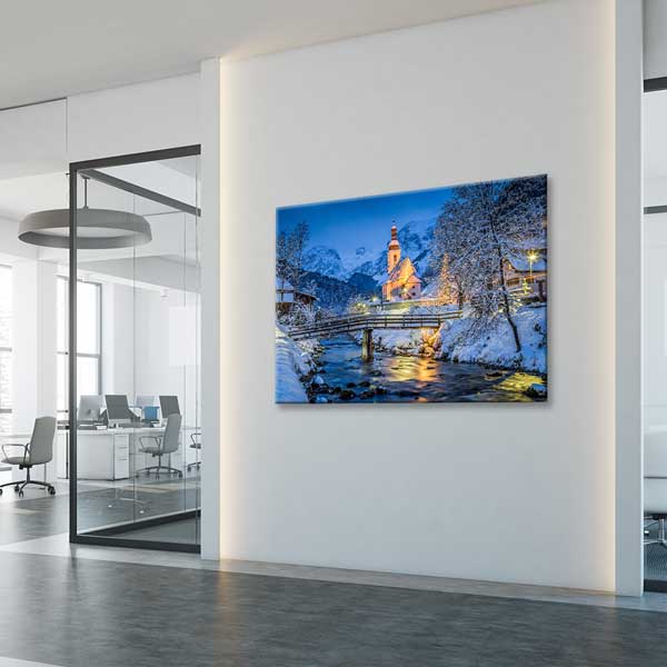 Kış Köyü Nehir Manzarası Kanvas Tablo 13450