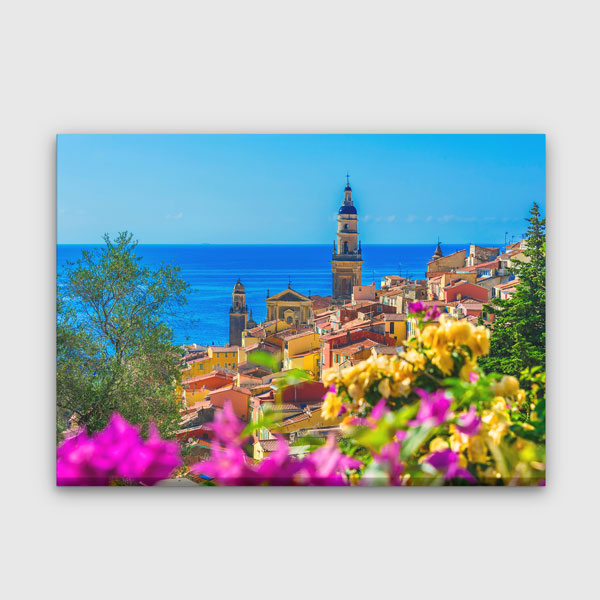 Akdeniz Sahil Kasabası Manzara Kanvas Tablo 13453