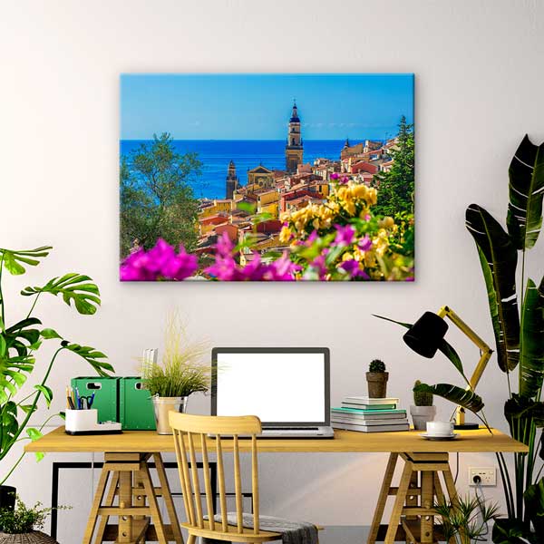 Akdeniz Sahil Kasabası Manzara Kanvas Tablo 13453