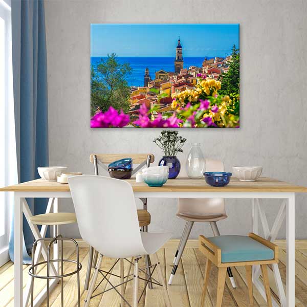 Akdeniz Sahil Kasabası Manzara Kanvas Tablo 13453