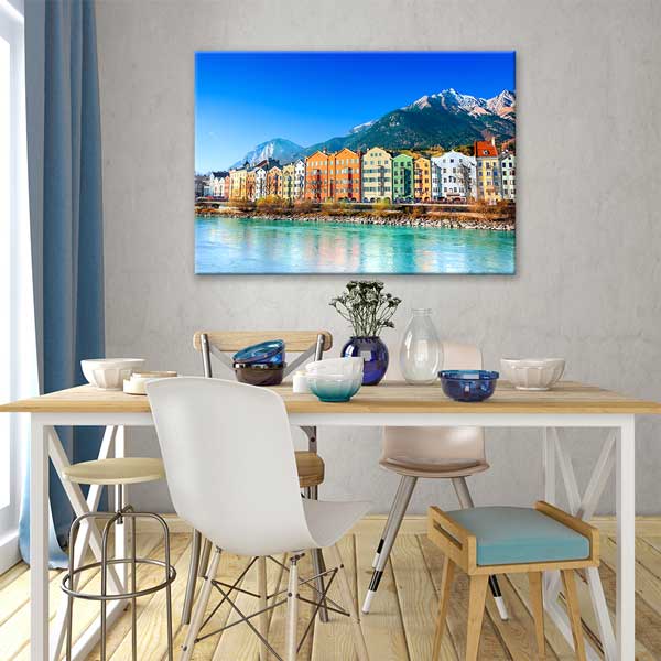 Renkli Avrupa Şehir Manzarası Kanvas Tablo 13458