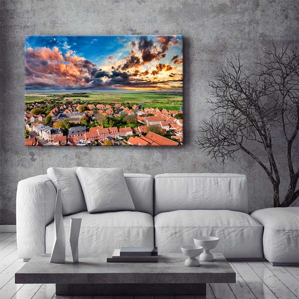 Gün Batımı Kasaba Manzarası Kanvas Tablo 13539