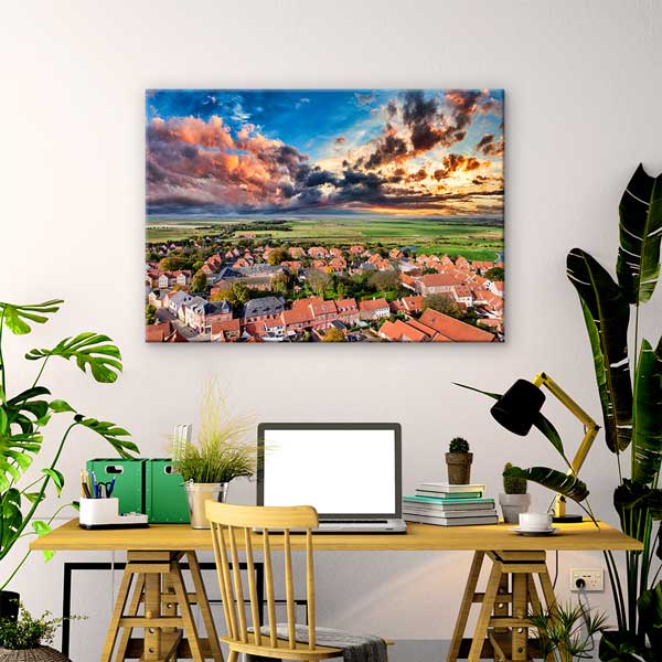 Gün Batımı Kasaba Manzarası Kanvas Tablo 13539