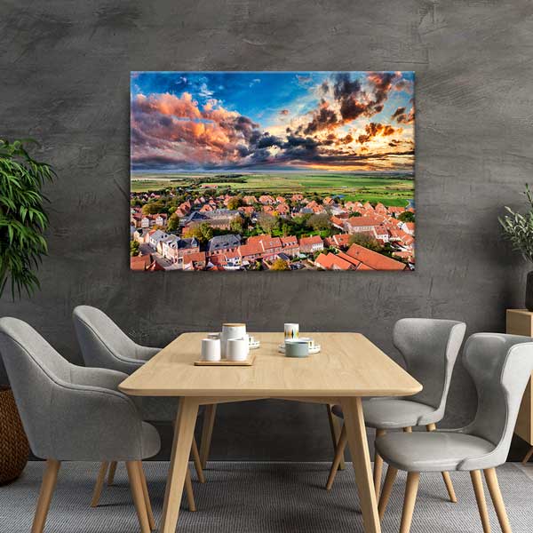 Gün Batımı Kasaba Manzarası Kanvas Tablo 13539