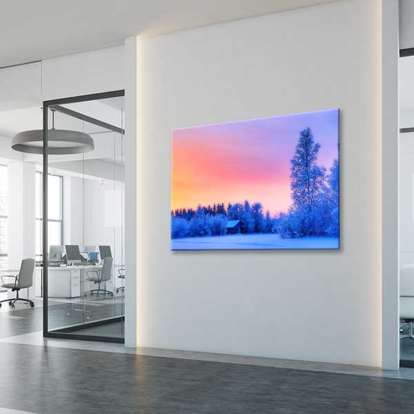 Karlı Orman ve Gün Batımı Manzarası Kanvas Tablo 13542