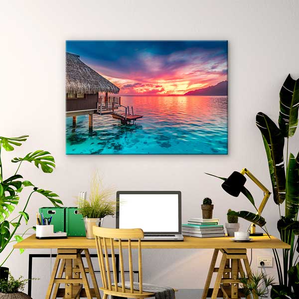 Tropikal Gün Batımı Deniz Manzarası Kanvas Tablo 13567