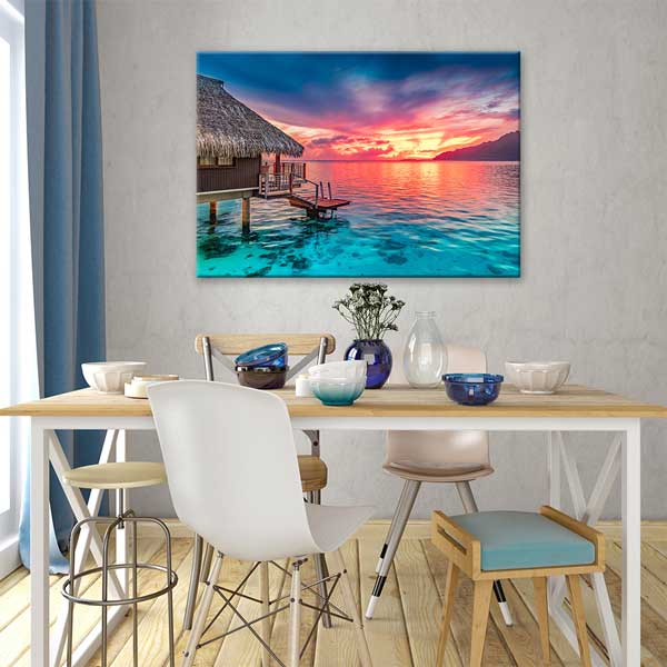 Tropikal Gün Batımı Deniz Manzarası Kanvas Tablo 13567