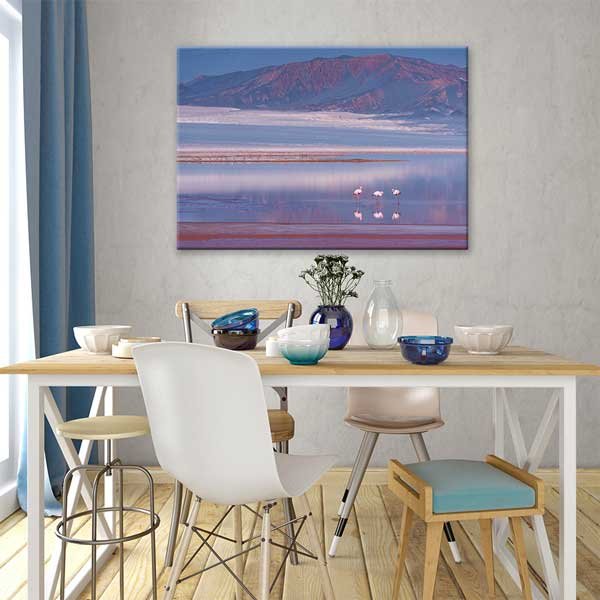 Flamingolu And Dağları Tuz Gölü Manzarası Kanvas Tablo 13571