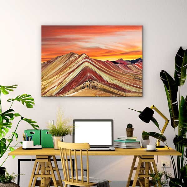 Gökkuşağı Dağı Vinicunca Manzarası Kanvas Tablo 13573