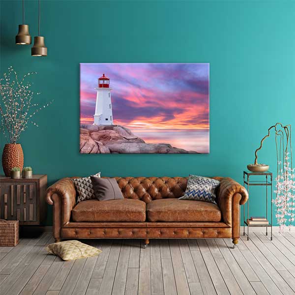 Gün Batımında Deniz Feneri Manzarası Kanvas Tablo 13576