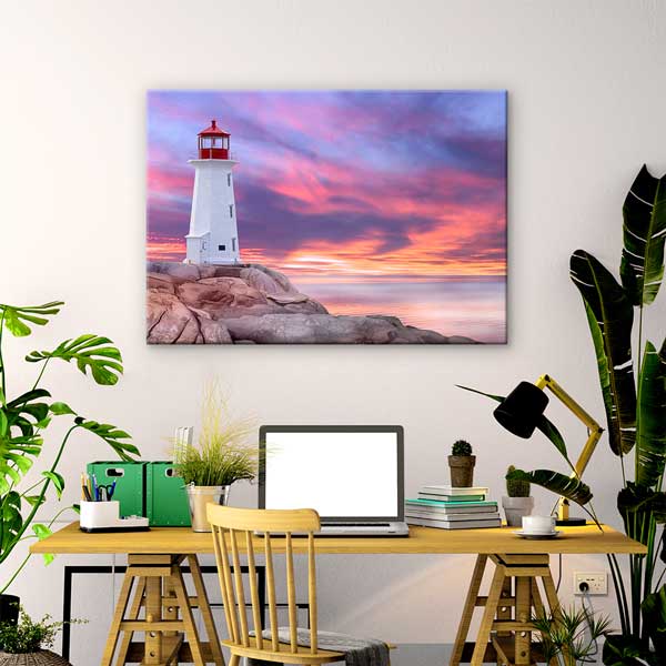 Gün Batımında Deniz Feneri Manzarası Kanvas Tablo 13576