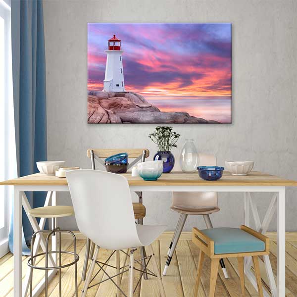 Gün Batımında Deniz Feneri Manzarası Kanvas Tablo 13576