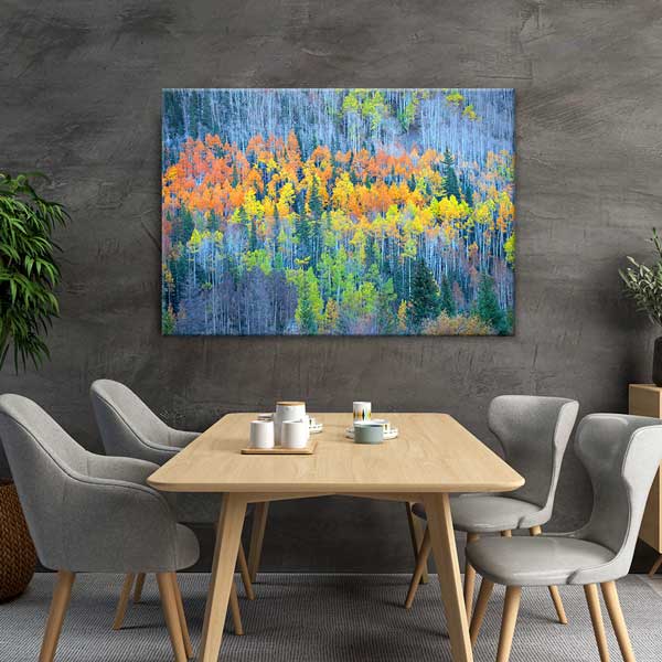 Renkli Sonbahar Huş Ormanı Manzarası Kanvas Tablo 13591