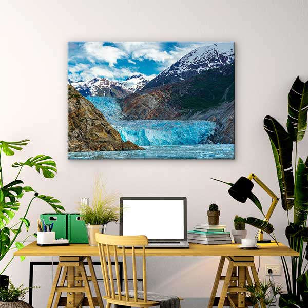 Turkuaz Buzul ve Karlı Dağlar Manzarası Kanvas Tablo 13609