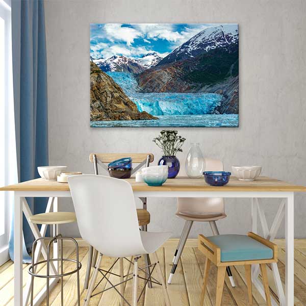 Turkuaz Buzul ve Karlı Dağlar Manzarası Kanvas Tablo 13609