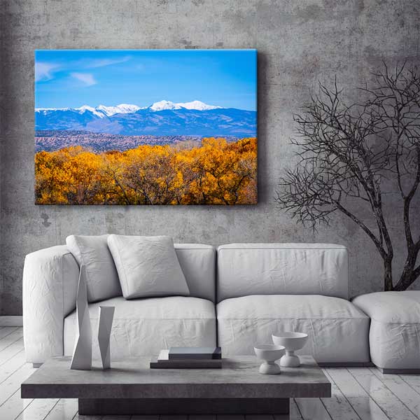 Sonbahar Ormanları ve Karlı Dağ Sıraları Fotoğraf Sanatı Kanvas Tablo 13627