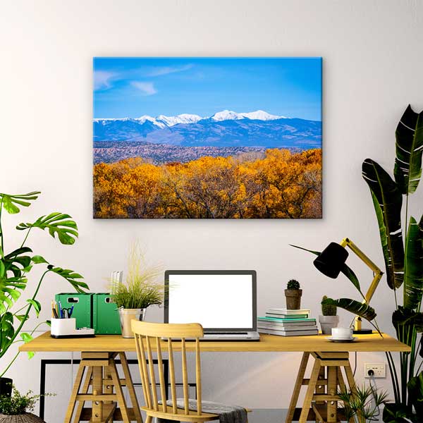 Sonbahar Ormanları ve Karlı Dağ Sıraları Fotoğraf Sanatı Kanvas Tablo 13627