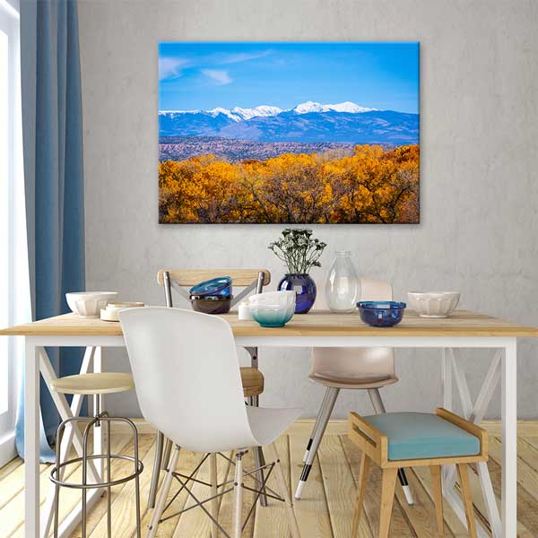 Sonbahar Ormanları ve Karlı Dağ Sıraları Fotoğraf Sanatı Kanvas Tablo 13627