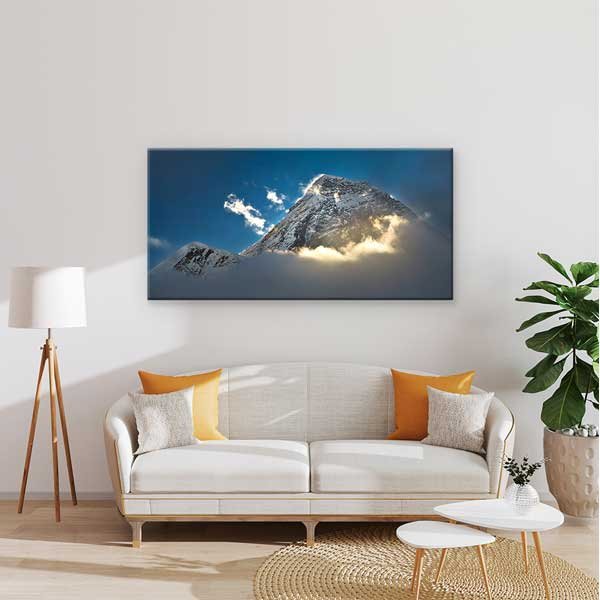 Bulutlar Arasında Karlı Dağ Zirvesi Kanvas Tablo – 13644