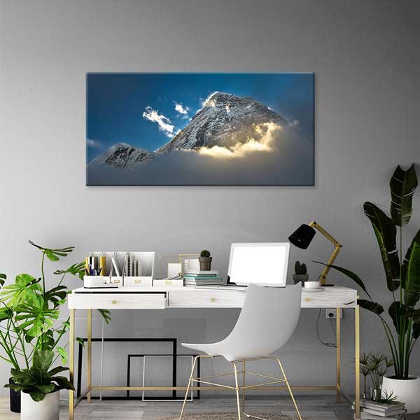 Bulutlar Arasında Karlı Dağ Zirvesi Kanvas Tablo – 13644