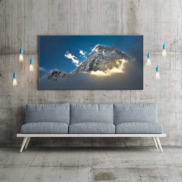 Bulutlar Arasında Karlı Dağ Zirvesi Kanvas Tablo – 13644