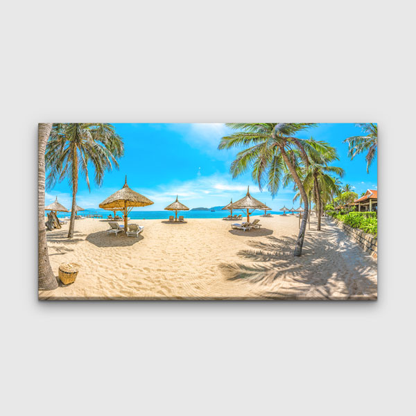 Tropikal Plaj ve Şezlonglar Manzara Kanvas Tablo – 13661