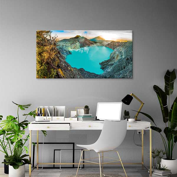 canvas-wall-art-13667-02 Turkuaz Krater Gölü ve Dağ Manzarası Kanvas Tablo – 13667