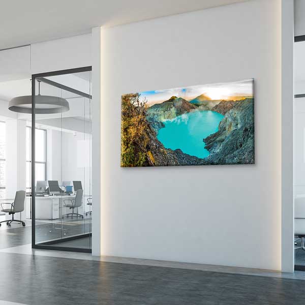 canvas-wall-art-13667-03 Turkuaz Krater Gölü ve Dağ Manzarası Kanvas Tablo – 13667