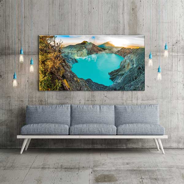 canvas-wall-art-13667-04 Turkuaz Krater Gölü ve Dağ Manzarası Kanvas Tablo – 13667