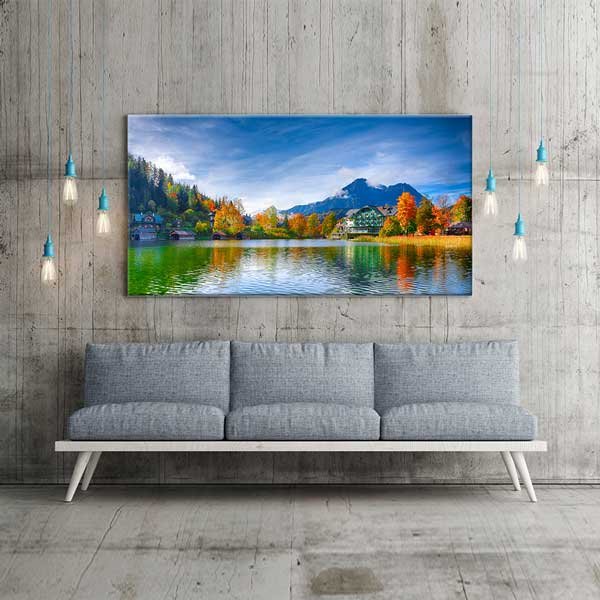 Grundlsee Sonbahar Göl ve Dağ Manzarası Kanvas Tablo – 13692