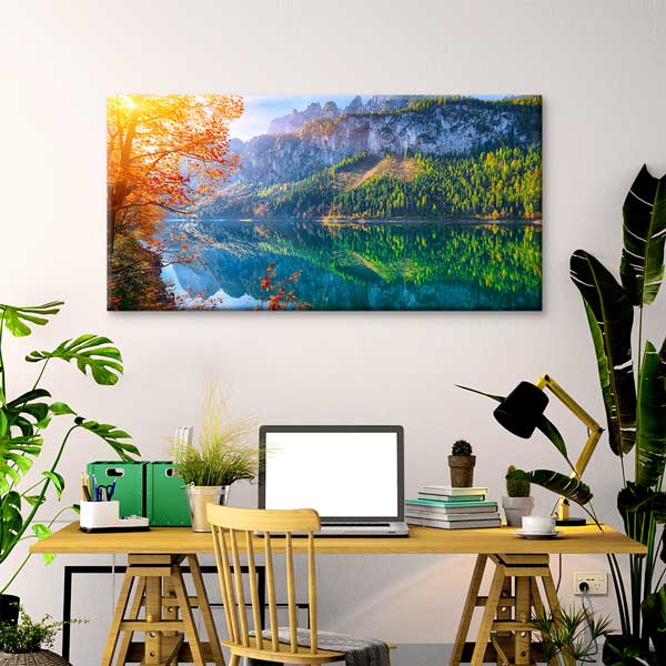 Gosau Gölü Dachstein Dağları Sonbahar Manzarası Kanvas Tablo – 13702