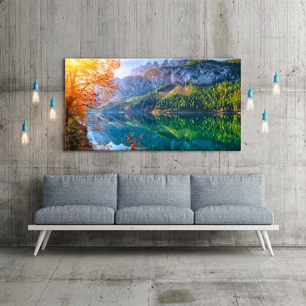 Gosau Gölü Dachstein Dağları Sonbahar Manzarası Kanvas Tablo – 13702
