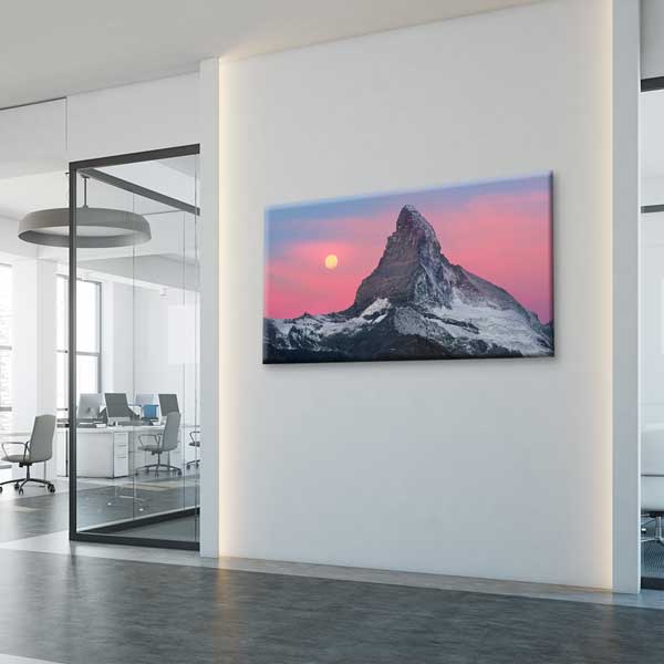 Matterhorn Dağı Ay Doğumu Pembe Gökyüzü Manzarası Kanvas Tablo – 13704