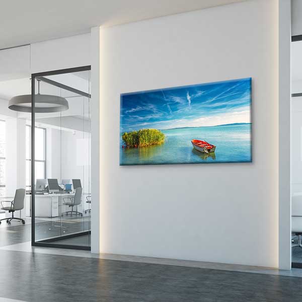 Sakin Kıyıda Tekne ve Göl Manzarası Kanvas Tablo – 13710