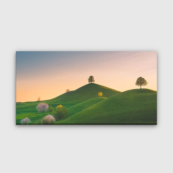 canvas-wall-art-13720-00 Yeşil Tepeler ve Gün Batımı Kanvas Tablo – 13720