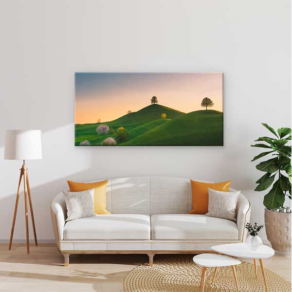 canvas-wall-art-13720-01 Yeşil Tepeler ve Gün Batımı Kanvas Tablo – 13720