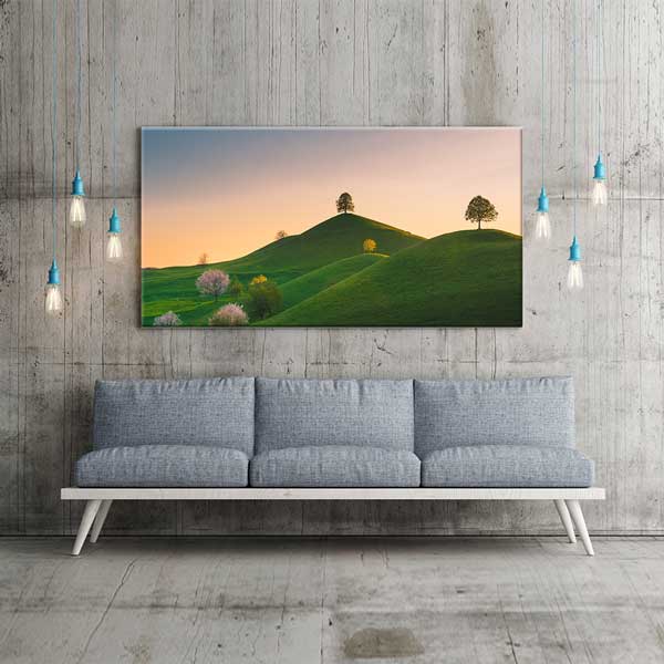 canvas-wall-art-13720-04 Yeşil Tepeler ve Gün Batımı Kanvas Tablo – 13720