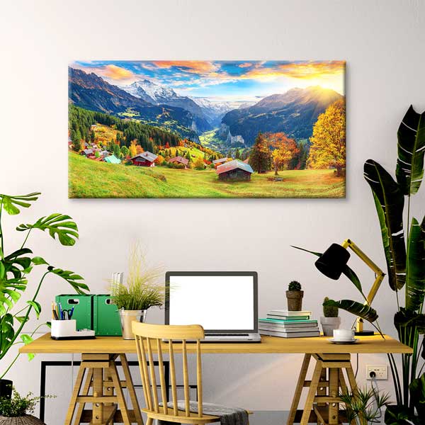 canvas-wall-art-13736-02 Alp Dağları Sonbahar Manzarası Kanvas Tablo – 13736