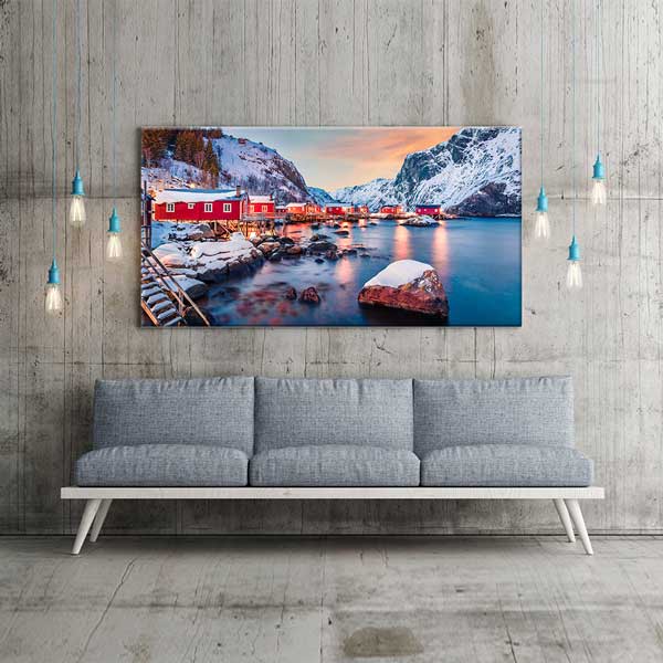 Norveç Kıyı Köyü Kış Manzarası Kanvas Tablo – 13737