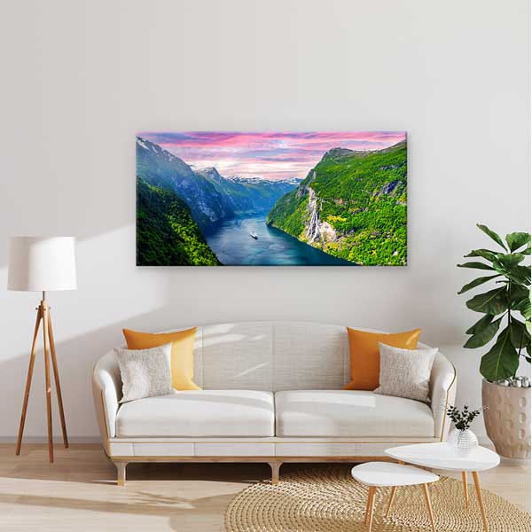 canvas-wall-art-13744-01 Fiyort Manzarası ve Gemi Yolculuğu Kanvas Tablo – 13744