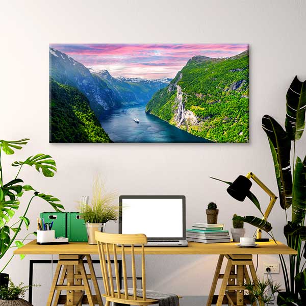 canvas-wall-art-13744-02 Fiyort Manzarası ve Gemi Yolculuğu Kanvas Tablo – 13744