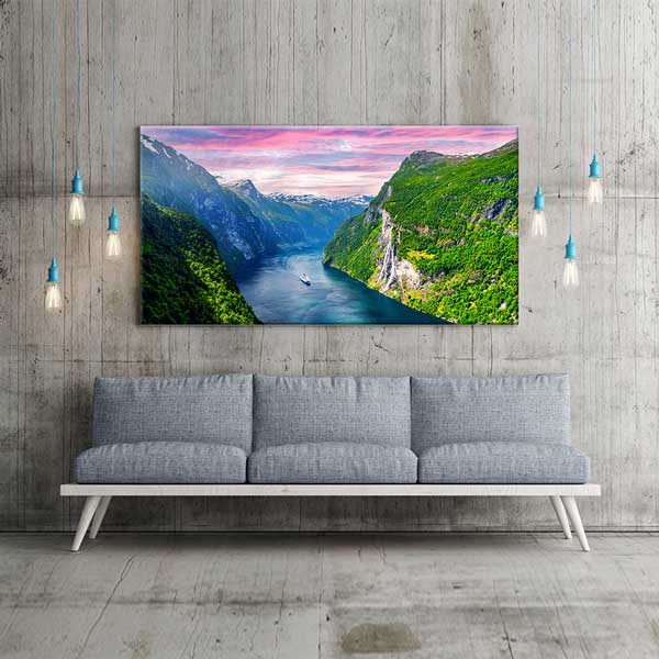 canvas-wall-art-13744-04 Fiyort Manzarası ve Gemi Yolculuğu Kanvas Tablo – 13744