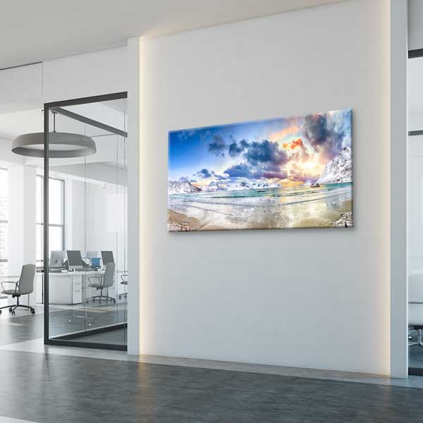 Kış Sahili ve Karla Kaplı Dağ Manzarası Kanvas Tablo – 13747